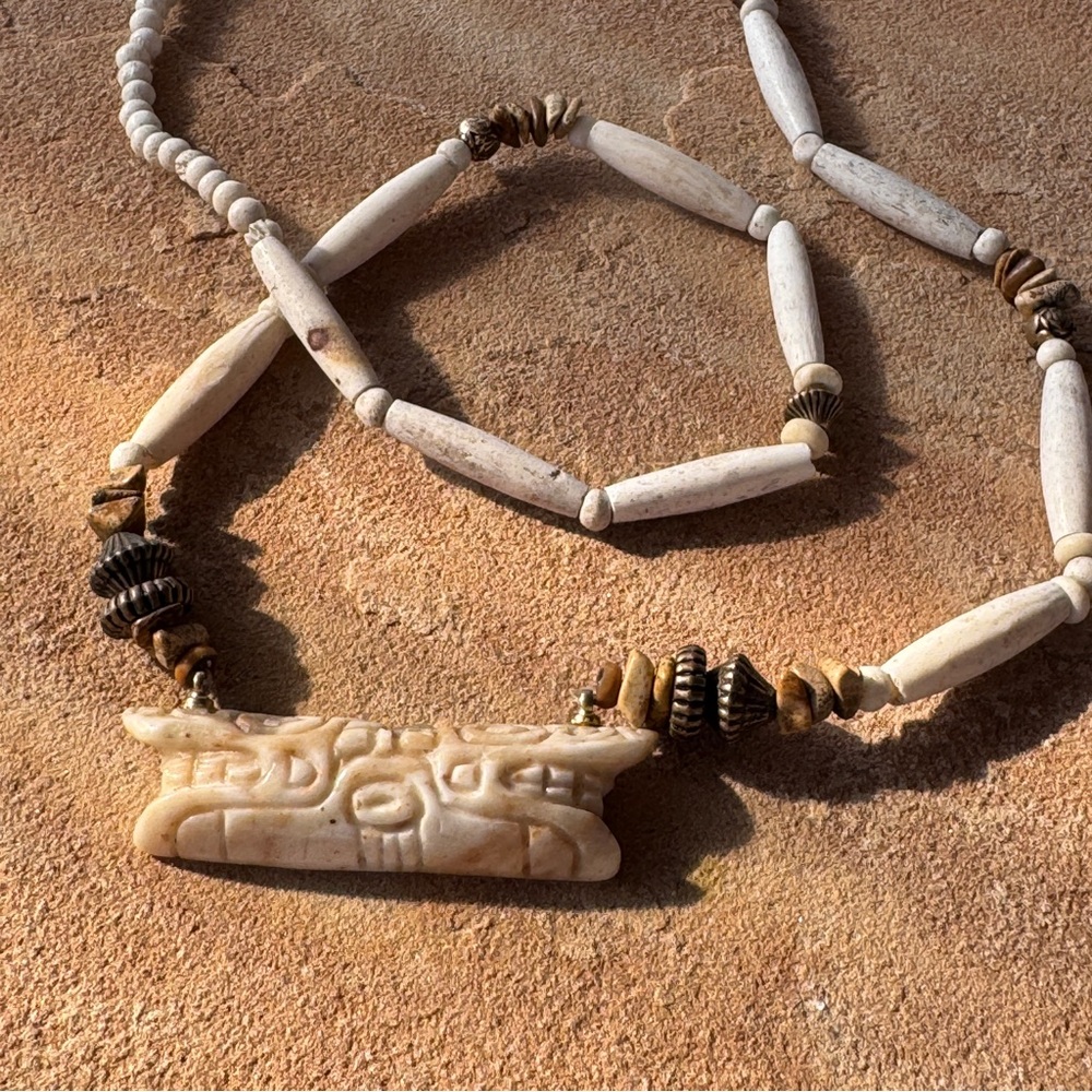 Carved Stone Pendant Necklace – Abstract Totem Figure - Killer Whale